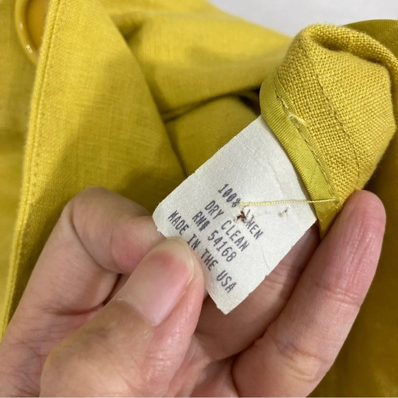 Elliott Lauren Yellow 100% Linen Button Jacket Size 8 - Picture 8 of 11